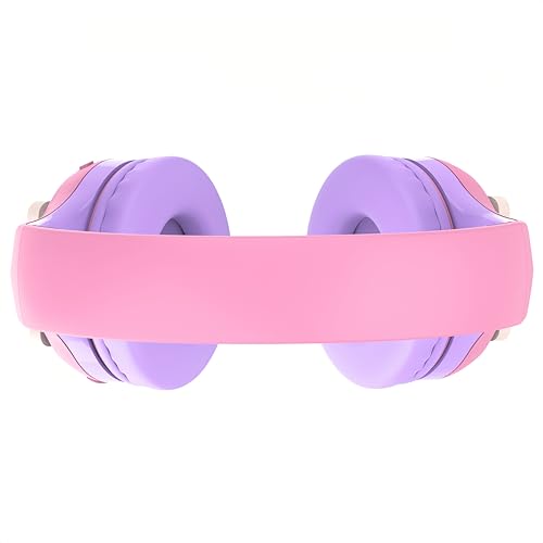 Riwbox CB-7S Kids Wireless Headphones,with Safe Volume Control 74/85/95dB,LED Glow Lights,50H Playtime,Bluetooth V5.3,Built-in Mic, TF Card Slot,for Travel/School/Phone/Laptop(Pink&Purple) - color: Pink&Purple
