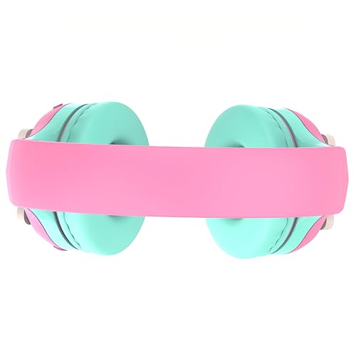 Riwbox CB-7S Kids Wireless Headphones,with Safe Volume Control 74/85/95dB,LED Glow Lights,50H Playtime,Bluetooth V5.3,Built-in Mic, TF Card Slot,for Travel/School/Phone/Laptop (Pink&Green) - color: Pink&Green