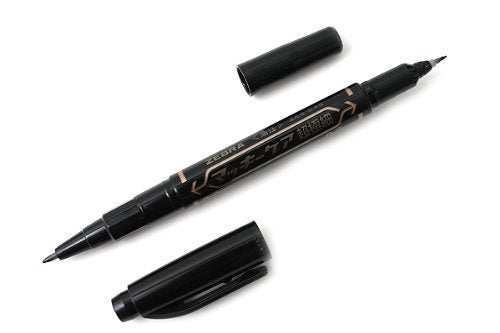 Zebra Mackee Care Double-Sided Marker Pen - Extra Fine Point - Black 3 Set