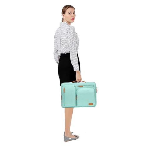 MOSISO 360 Protective Laptop Case 15 inch, 15 inch Laptop Sleeve Compatible with MacBook Air M4 M3 M2 2025 2024 2023, Dell XPS Plus, Side Open Carrying Case with 4 Zipper Pockets&Handle, Aqua Green - color: Aqua Green, size: 15 inch
