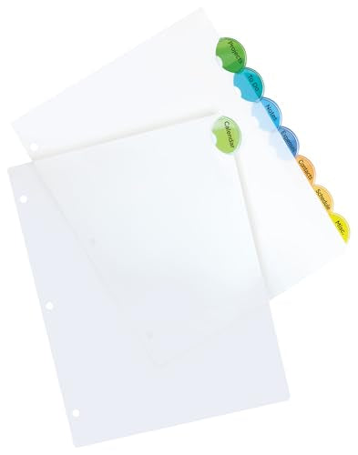 Avery® Insertable Style Edge™ Plastic Dividers for 3 Ring Binders, 8-Tab Set, Multicolor, 1 Set (11201) - size: 1-Pack, style: Dividers
