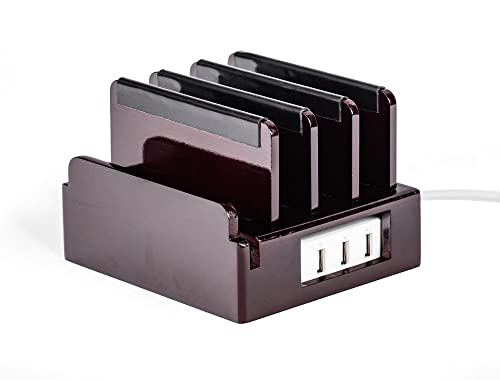 The Compact Charging Station by Great Useful Stuff - Say Goodbye to Clutter, The Compact Way. Desk Organizer Dock and Stand - Cherry