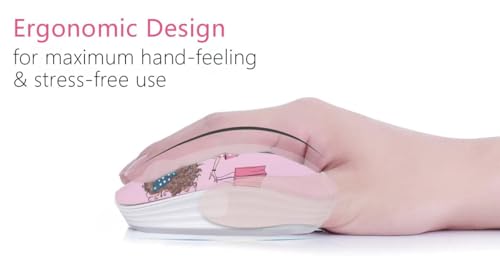 JUHOO Wireless Mouse with Nano Receiver for PC, Laptop, Notebook, Computer, MacBook, Less Noise, Portable Mobile Optical Mice - style: Shopping Girl