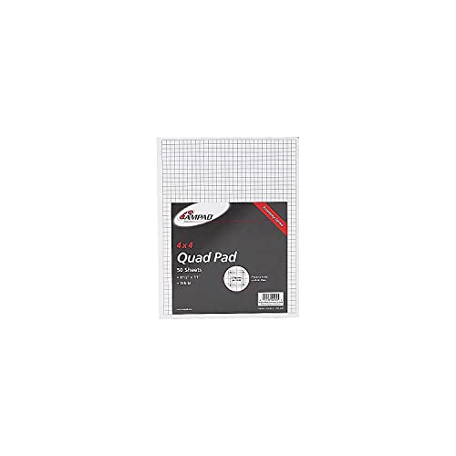 Ampad 8 1/2 x 11 Inches White Quad Pad, 4 Square Inch, 50 Sheets, 1 Each (22-030C) - size: 50 Count (Pack of 1)