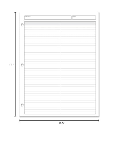 BookFactory 2 Columns Columnar Sheets/Two Column Loose Sheet Format - 50 Pieces of Paper, 8.5'' x 11'', 3 Hole Punched Loose Leaf Sheets (Made in USA) - size: 2 Column, style: Loose Sheets