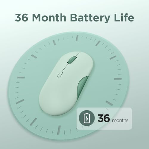 Lenovo 350 Wireless Bluetooth Mouse, Silent Click, 3 Level DPI (1000, 1600, 2400), 36 Month Battery Life, 2 Device Pairing, Breeze Moss - color: Breeze Moss