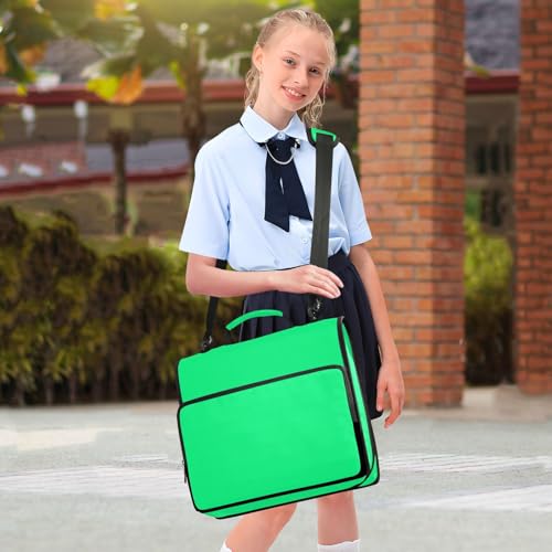 1.5-Inch 3-Rings Sturdy Zipper Binder with Handle Laege Capacity Document Organizer Bag for Middle Student Green - color: Green