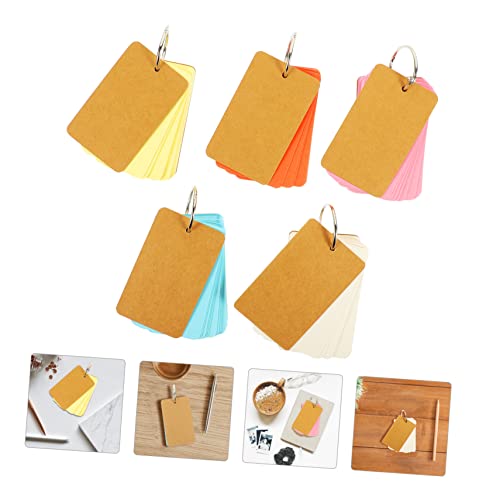 Creative Blank Flashcards Binder Rings Portable Diy Memo Cards for Vocabulary Study Notes and Daily Planning Pink Light Blue White Light Yellow Orange