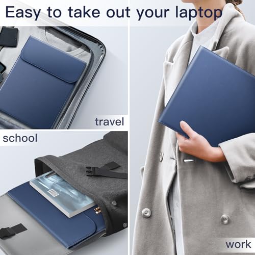 JETech Slim Laptop Sleeve for MacBook Neo (A18 Pro), MacBook Air 13-Inch (M2/M3/M4/M5) 2022-2026, MacBook Pro 13-Inch (M1/M2) 2016-2022, PU Leather Case (Navy) - color: Navy, size: 13-Inch