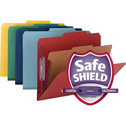 Smead Pressboard Classification File Folder with SafeSHIELD Fasteners, 1 Divider, 2" Expansion, Letter Size, Green, 10 per Box (13733) (Pack of 1) - color: Green