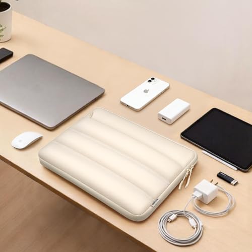 TECOOL Waterproof Puffy 13 Inch Laptop Case for MacBook Neo 13 Sleeve(A3404 A18 Pro),MacBook Air 13 M5-M1 2026-2017,Mac Pro 13/14 M5-M1 2026-2012,MacBook Sleeve 13 Inch with Pocket & Small Bag-Sand - color: Sand, size: 13-13.6 Inch
