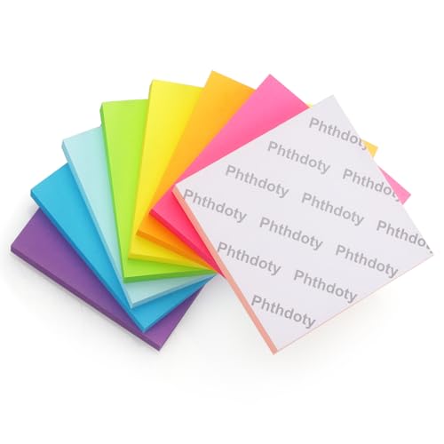 Phthdoty 8 Pads Pop Up Sticky Notes 3x3 Refills Bright Colors Self-Stick Notes Pads Super Adhesive Sticky Notes Great Value Pack - color: 8 Pads-pop Up