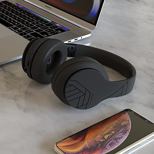 PowerLocus Wireless Bluetooth Headphones, Over Ear Headphones with Microphone, 50H Playtime, HiFi Stereo Sound, Deep Bass, Soft Earmuffs, Foldable Lightweight Headphones for Travel/PC/Cell Phone - color: Matt Black