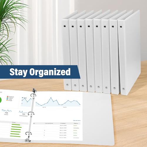 1/2 Inch 3-Ring-Binder with Pockets, 0.5''-inch Round Binders Holds 100 Sheets US Letter Size 8.5'' x 11'' - Bundle 12 Packs White Binders for Home, Office, and Back to School (0.5'' - 12 Packs) - size: 0.5'' - 12 Packs