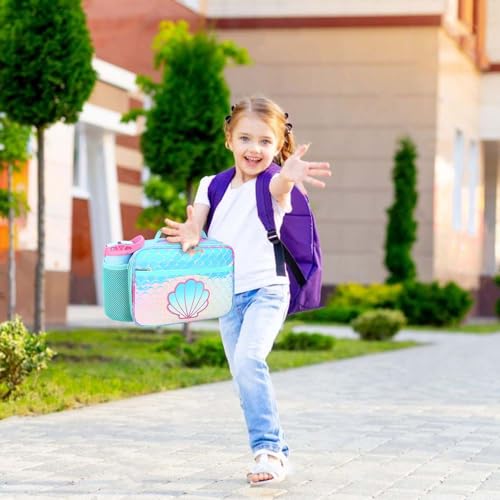 RHCPFOVR Kids Lunch Box for Girls Teens Insulated Lunch Bag Reusable Lunch Tote Kit for School Travel - color: Blue Mermaid Scale