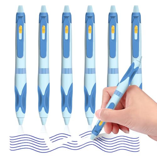 M&G 6 PCS Erasable Pens, 0.5mm Blue Ink Erasable Gel Pens, Fine Point Retractable Pens Make Mistakes Disappear, Premium Comfort Grip Note Taking and Crossword Puzzles - color: blue ink