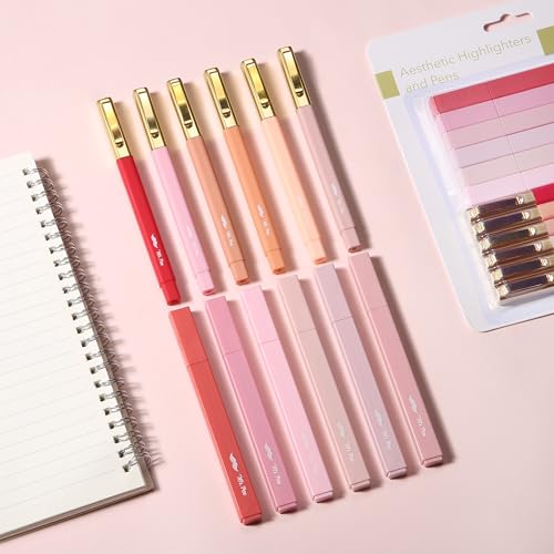 Mr. Pen- Aesthetic Highlighters and Ballpoint Pens No Bleed, 12 Pack | Shades of Pink, Bible Highlighters and Pens No Bleed, Fast Dry and No Smear for Bible Journaling, Planner, School Supplies - color: Shades of Pink, size: 12 Pack