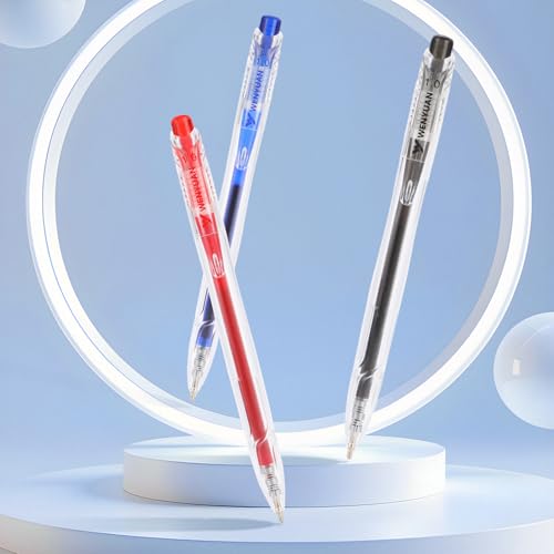 WY WENYUAN Gel Pens Set, 12 Pack Retractable Quick Dry Pens with Black Red Blue Ink, 1.0mm Smooth Writing Gel Pens for Teachers, Note Taking, Journaling, School & Office Supplies - color: Red&Black&Blue