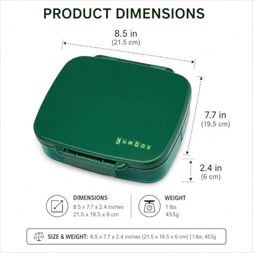 Yumbox Go Leakproof Bento Lunch Box, 5 Compartments, Miami Blue | Deep Portioned Tray | Removable Silicone Gasket | Lightweight Construction | Fits Most Lunch Bags | Easy-Clean Design - color: Miami Blue