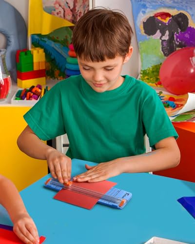 Firbon A5 Paper Cutter, Small Straight Paper Trimmer with Side Ruler | Blue Compact Design | Cuts Photo, Cardstock, Labels & Coupons | Portable Desktop Slicer | Scrapbooking & Craft Projects - color: A5-blue