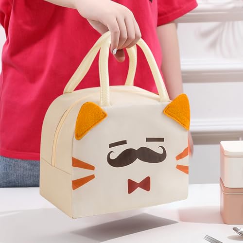Lunch Bags Tote Cooler Bag Insulated Reusable Lunch Tote Bags Cartoon Portable Lunch Box Bag for Work Office Picnic Beach (Cat) - color: Cat