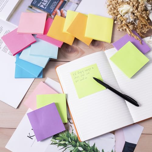 (16 Pack) Sticky Notes 3x3, Self-Stick Pads Bright Colors Sticky Note, Recyclable, Easy to Stick for Home, Office, Notebook