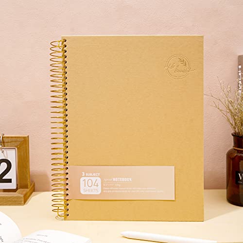 8.5 x 11 Large Spiral Notebook 3 Subject Spiral Notebook Hardcover Spiral Notebook for Note Taking 120 Sheets College Ruled Journal for School Office Supplies Writing Journal,Brown - color: 4.brown
