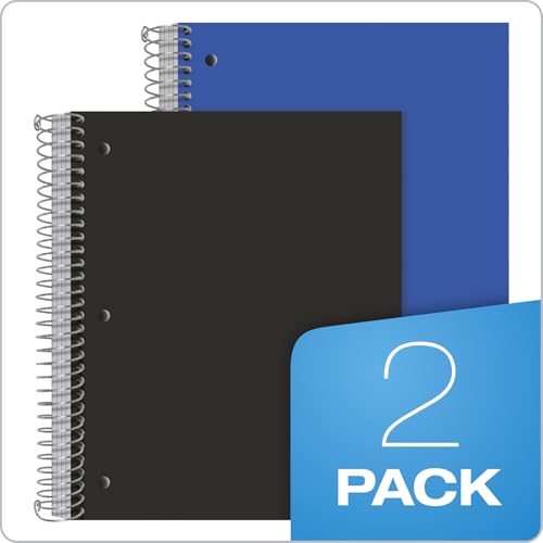 Oxford Spiral Notebooks, 5 Subject, College Ruled Paper, Durable Plastic Cover, 200 Sheets, 5 Divider Pockets, 2 per Pack (10388) - size: 5-Subject