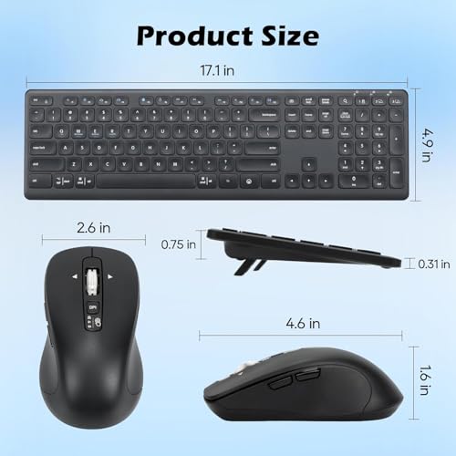 CITLLA Wireless Keyboard and Mouse Combo, Scissor-Switch Keys, 2-in-1 USB Receiver and Two Bluetooth, Multi Device Silent Design for Computer, Laptop, MacBook and iPad (Pure Black) - color: Pure Black