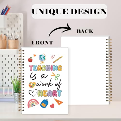 LRVSYUIN Teacher Notebook Journal, Funny Hardcover Spiral Notebook for Back to School Classroom Supplies, Teachers Appreciation Gift - Teaching is a work of heart (B01) - style: WhiteTeaching is a work of heart