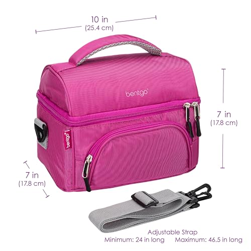 Bentgo Deluxe Lunch Bag - Durable and Insulated Lunch Tote with Zippered Outer Pocket, Internal Mesh Pocket, Padded & Adjustable Straps, & 2-Way Zippers - Fits Most Lunch Boxes (Purple) - color: Purple