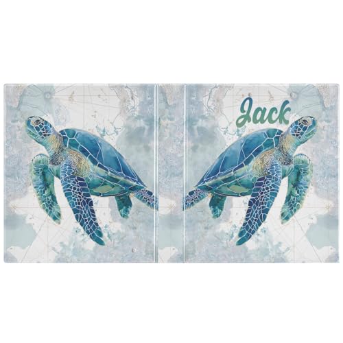 Custom 3 Ring Binder Sea Turtle Pattern 1.5" Round Ring Binders Personalized Name View Binder with 200 Sheet for School Supplies Women Men Office, 1 Pack - color: Custom Sea Turtle Pattern