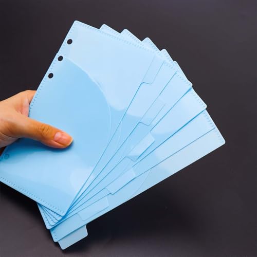 12Pcs A6 Cash Stuffing Envelopes with 6 Tabs 2 Sets 2-Layer Pockets Binder Dividers with Label Stickers Waterproof Blue PP Budget Planner Inserts for 6 Ring Binder Accessories (Blue) - color: Blue