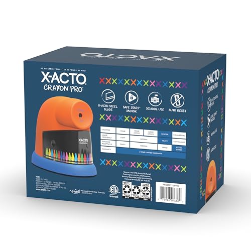 X-ACTO Crayon Pro Electric Sharpener, SafeStart Automatic Motor, 1 Count - Great for Home or School Classroom Use - size: 1 Count (Pack of 1)