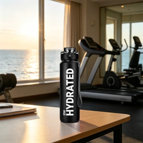 32oz Water Bottle with Time Marker, Leakproof & Motivational Gradient Design, BPA Free, Wide Mouth with Easy Clean Brush for Gym, Travel, Home & Office (Black) - color: Gray