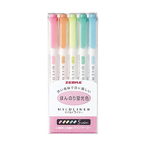 ZEBRA MILD LINER, Double Sided Highlighter, 5 Set (WKT7-5C) - style: 5 color