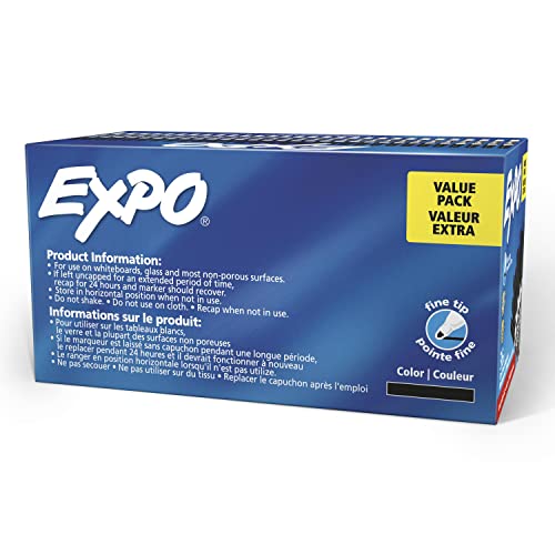 EXPO Dry Erase Markers, Low Odor Ink, Black, Fine Tip, 36 Count - Easily Erases, Ideal for Classroom, Home, Office, Back to School, Teacher Supplies - size: 36 Count