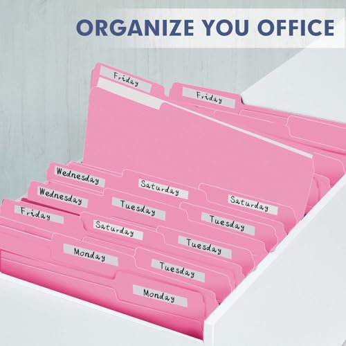 File Folder, PANDRI 120 Pack File Folder, 1/3 Cut Tab, Letter Size, Filing Folder for Office School Business, Pink - color: Pink