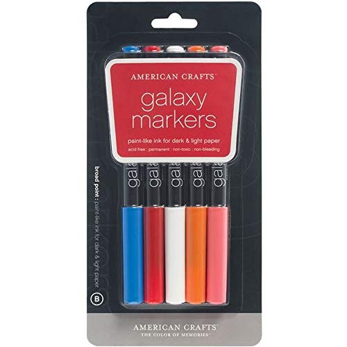 American Crafts Galaxy Marker 5-Pack, Broad Point, Multi Color