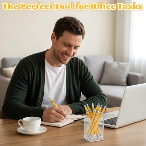 24 Pcs Mechanical Pencil, 0.9mm Metal Retractable Automatic Drafting Pencils Refills for Writing Drawing Sketching Illustration Signature (Yellow)