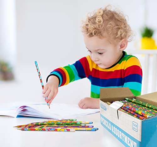 Rarlan Fun Pencils for Kids, #2 HB, Pre-Sharpened, 144 Count Bulk Pack | Classroom Pencils with Erasers for School and Teacher Supplies, Writing, Drawing and Sketching - size: 144 Count (Pack of 1)