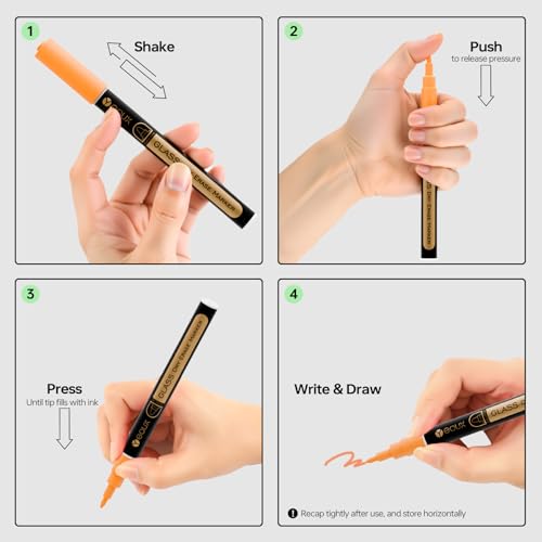 YEOUX Dry Erase Markers for Glass Board, 4 Pack (White) | 1mm Ultra-Fine Tip, Easy Wipe Off, No Residue, Liquid Chalk, Whiteboard Compatible
