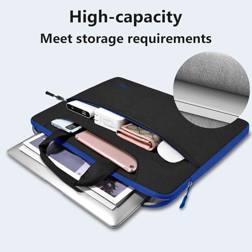 Hseok Laptop Shoulder Bag 13 13.3 14 Inch Case Compatible with MacBook Pro/Neo 14" M5/M4/M3/M2/M1,Mac Air/pro/Neo 13" and Most 13 13.3 14 Notebooks,Spill-Resistant Briefcase,Black & Blue - color: Black & Blue, size: 13-13.5 inch