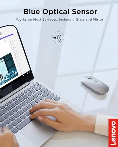 Lenovo 600 Bluetooth Silent Mouse, Blue Optical Sensor, Adjustable DPI, 4 Button, Microsoft Swift Pair, Windows, Chrome, GY50X88832, Gray - color: Gray