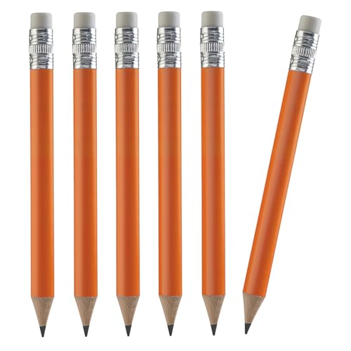 TH Golf Wood-Cased #2 Mini Pencils With Eraser, Pre-sharpened, HB Lead Bulk Box, 200 Count (Neon Orange) - color: Neon Orange