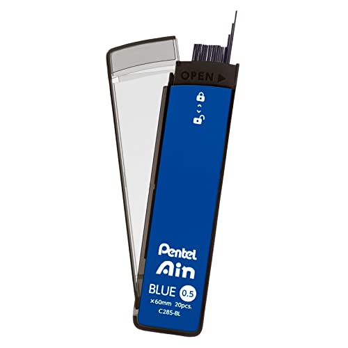 Pentel Ain Mechanical Lead, 0.02 inches (0.5 mm), Blue, 10 Pieces C285-BL - size: 1 Count (Pack of 10), style: BL