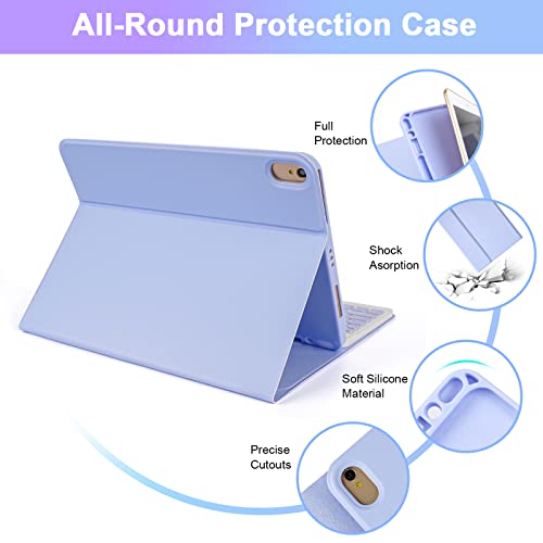 SOPPY Bluetooth Keyboard Case with Mouse for iPad 9th Gen 2021, 8th Gen 2020, 7th Gen 2019 10.2", Air 3 & Pro 10.5", Detachable Wireless Keyboard, Slim Protective Cover, Rechargeable, Purple - color: Purple, size: 10.2 & 10.5 inch