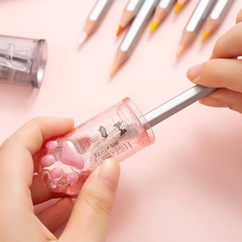 4 Pcs Cute Pink Pencil Sharpener Kawaii Small Manual Cartoon Cat Paw Plastic Pencil Sharpener School Office Supplies for Women Men - style: cat paw