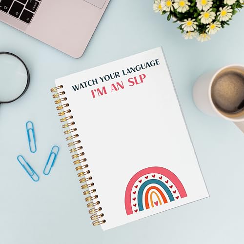 VNWEK SLP Speech Language Pathology Spiral Notebook Journal 5.5x8.3 Inch, Speech Therapy Gifts Journal for Therapist, Boho Rainbow Mental Health Lined Hardcover Spiral Notebook - color: lz-notebook-4