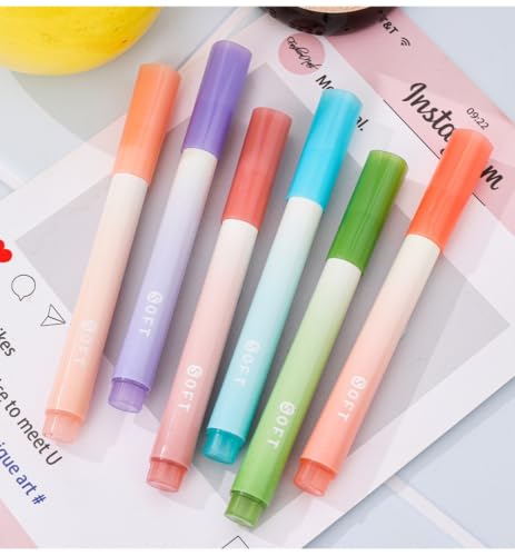 Gradient light Highlight pen, eye protection soft light highlighter pen, | Lightweight plastic pen body, eye protection design, soft color